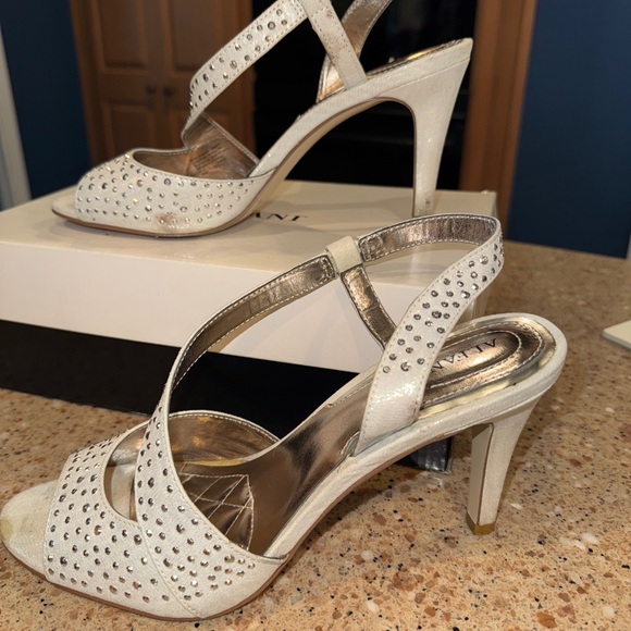 Alfani Cream and Silver Studded Heels - Picture 1 of 5